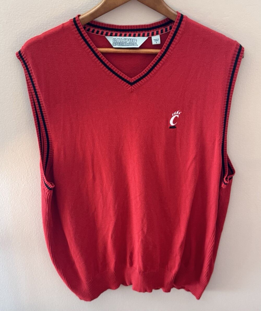 NCAA Cincinnati Bearcats Casual Sweater Vest - Mens Large - Red